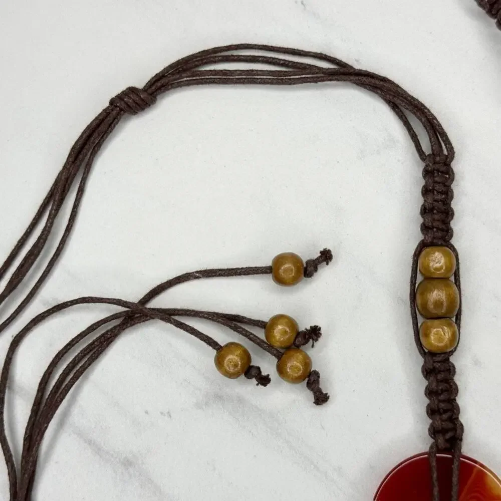 Wood Beaded Swirled Disc Tie Belt Large (L) ✨